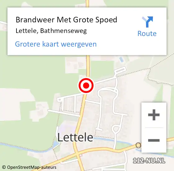 Locatie op kaart van de 112 melding: Brandweer Met Grote Spoed Naar Lettele, Bathmenseweg op 6 mei 2017 11:13