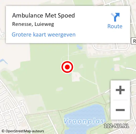 Locatie op kaart van de 112 melding: Ambulance Met Spoed Naar Renesse, Luieweg op 6 mei 2017 11:25