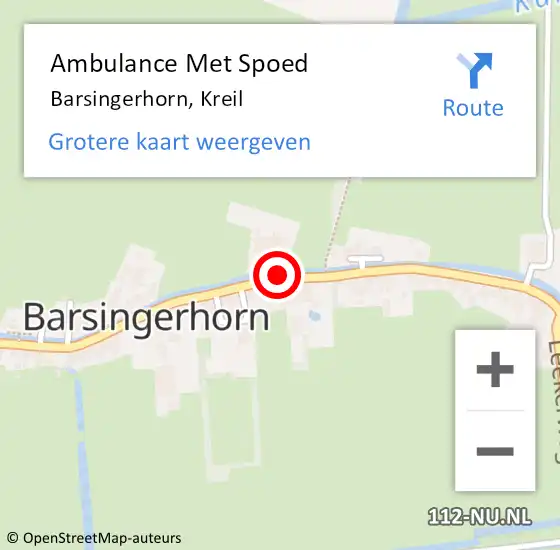 Locatie op kaart van de 112 melding: Ambulance Met Spoed Naar Barsingerhorn, Kreil op 6 mei 2017 11:47