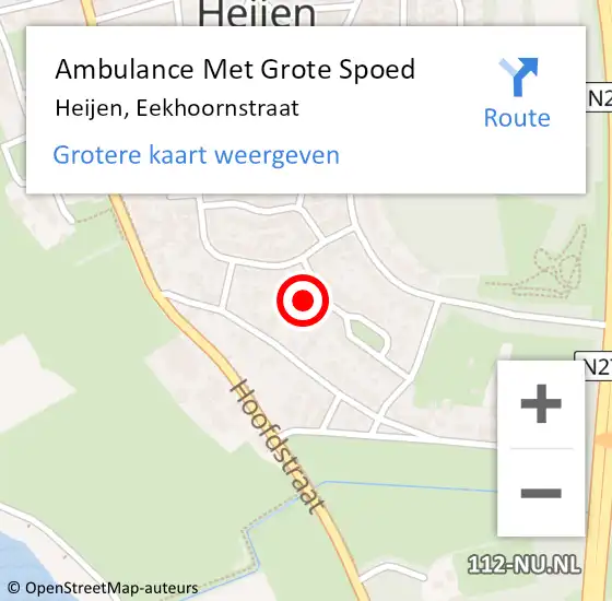 Locatie op kaart van de 112 melding: Ambulance Met Grote Spoed Naar Heijen, Eekhoornstraat op 19 januari 2014 15:19