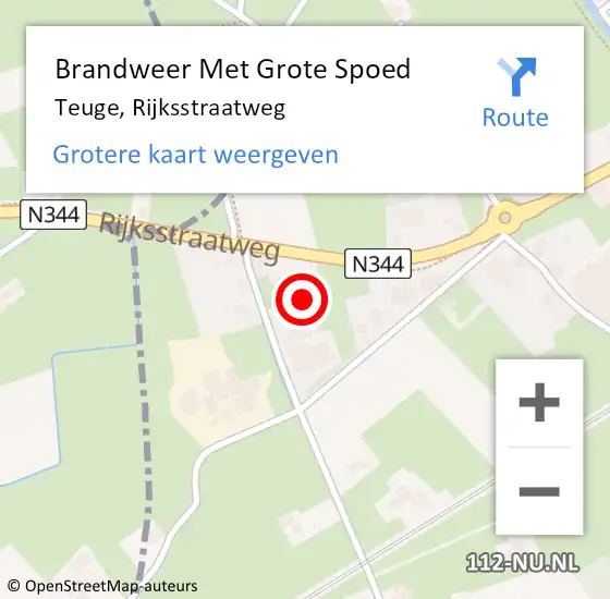 Locatie op kaart van de 112 melding: Brandweer Met Grote Spoed Naar Teuge, Rijksstraatweg op 6 mei 2017 12:30