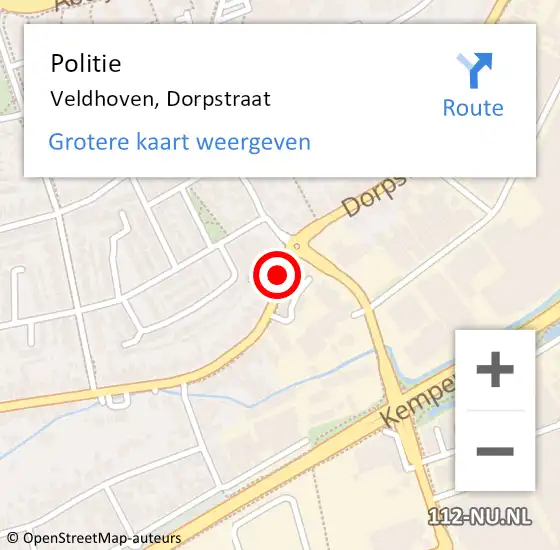 Locatie op kaart van de 112 melding: Politie Veldhoven, Dorpstraat op 6 mei 2017 12:35