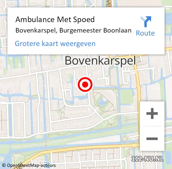 Locatie op kaart van de 112 melding: Ambulance Met Spoed Naar Bovenkarspel, Burgemeester Boonlaan op 6 mei 2017 12:54