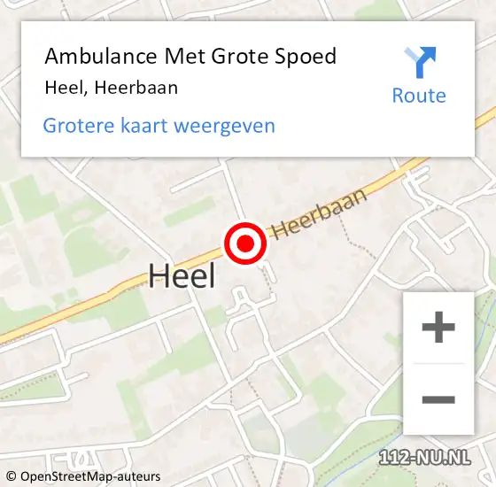 Locatie op kaart van de 112 melding: Ambulance Met Grote Spoed Naar Heel, Heerbaan op 6 mei 2017 13:01