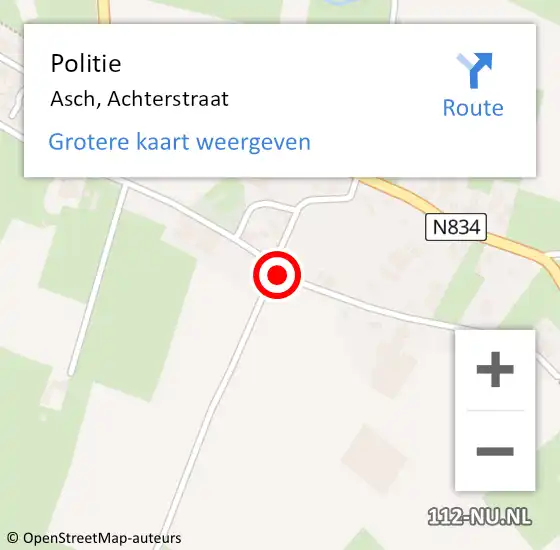 Locatie op kaart van de 112 melding: Politie Asch, Achterstraat op 6 mei 2017 13:04