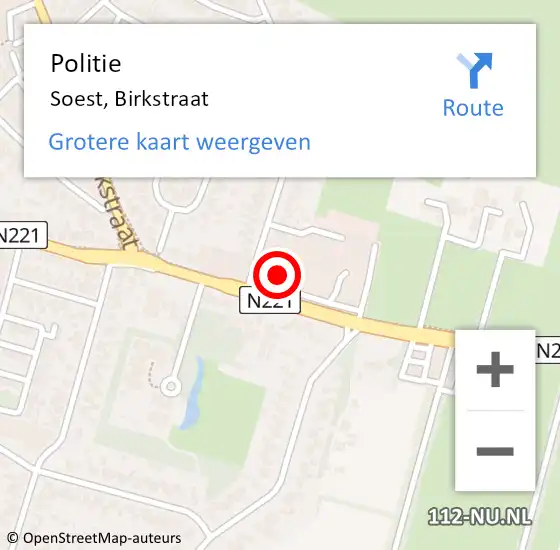 Locatie op kaart van de 112 melding: Politie Soest, Birkstraat op 6 mei 2017 13:11