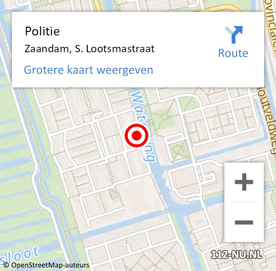 Locatie op kaart van de 112 melding: Politie Zaandam, S. Lootsmastraat op 6 mei 2017 14:02