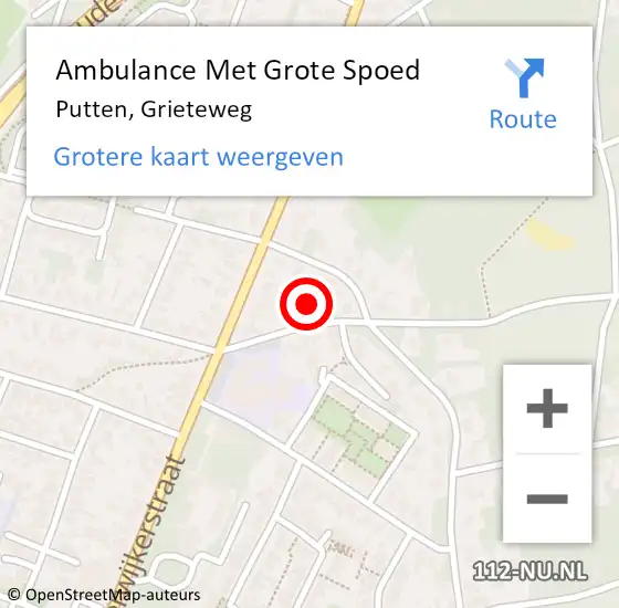 Locatie op kaart van de 112 melding: Ambulance Met Grote Spoed Naar Putten, Grieteweg op 6 mei 2017 14:12