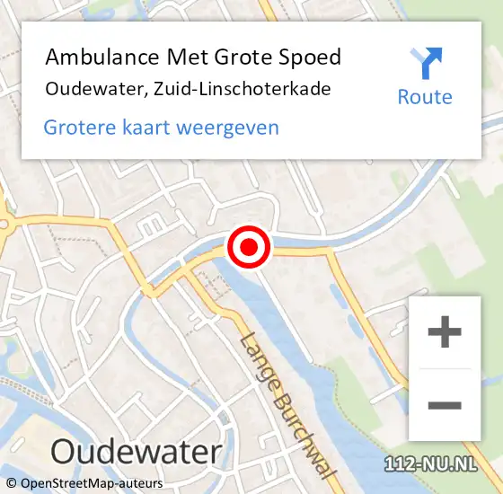 Locatie op kaart van de 112 melding: Ambulance Met Grote Spoed Naar Oudewater, Zuid-Linschoterkade op 6 mei 2017 14:12