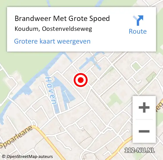 Locatie op kaart van de 112 melding: Brandweer Met Grote Spoed Naar Koudum, Oostenveldseweg op 6 mei 2017 14:38