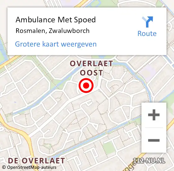 Locatie op kaart van de 112 melding: Ambulance Met Spoed Naar Rosmalen, Zwaluwborch op 6 mei 2017 14:40