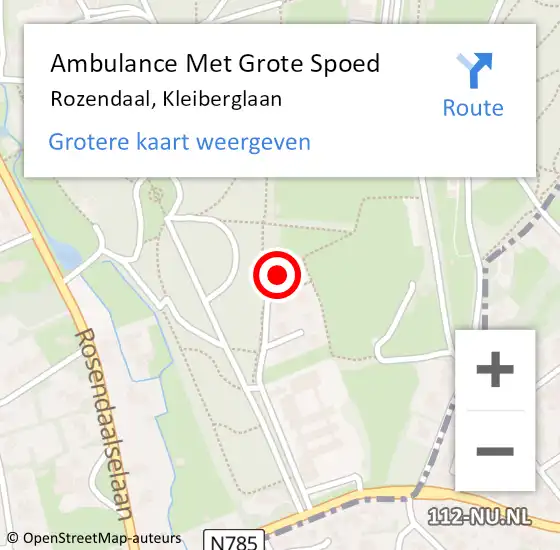 Locatie op kaart van de 112 melding: Ambulance Met Grote Spoed Naar Rozendaal, Kleiberglaan op 6 mei 2017 15:14