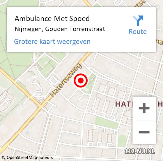 Locatie op kaart van de 112 melding: Ambulance Met Spoed Naar Nijmegen, Gouden Torrenstraat op 6 mei 2017 15:19