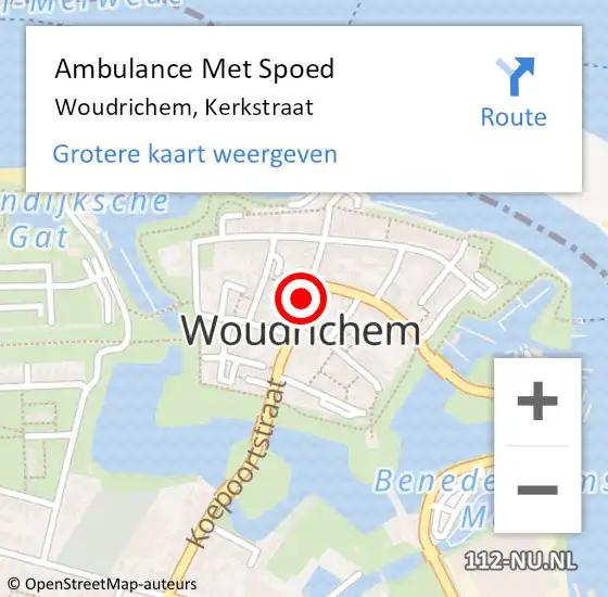 Locatie op kaart van de 112 melding: Ambulance Met Spoed Naar Woudrichem, Kerkstraat op 6 mei 2017 15:25