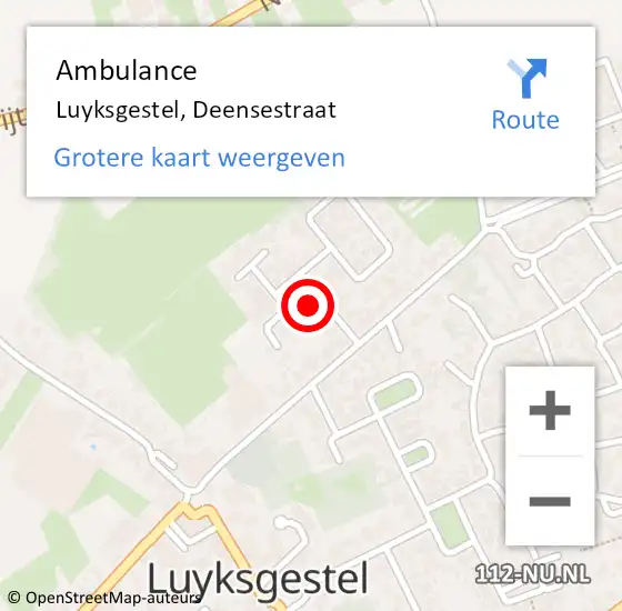 Locatie op kaart van de 112 melding: Ambulance Luyksgestel, Deensestraat op 6 mei 2017 15:51