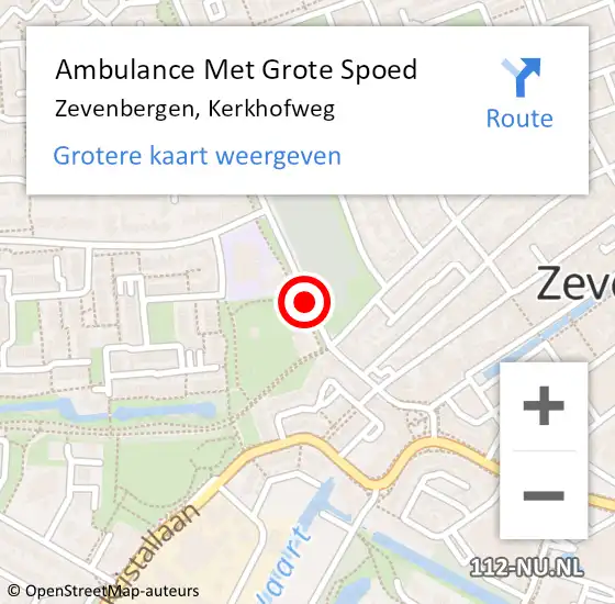 Locatie op kaart van de 112 melding: Ambulance Met Grote Spoed Naar Zevenbergen, Kerkhofweg op 6 mei 2017 16:06