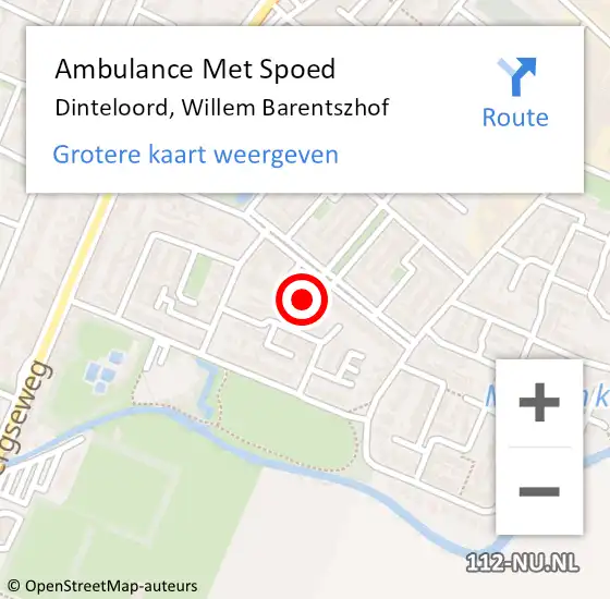 Locatie op kaart van de 112 melding: Ambulance Met Spoed Naar Dinteloord, Willem Barentszhof op 6 mei 2017 16:11