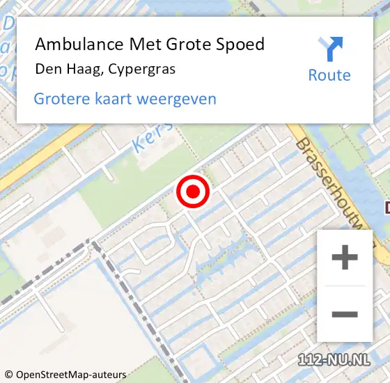 Locatie op kaart van de 112 melding: Ambulance Met Grote Spoed Naar Den Haag, Cypergras op 6 mei 2017 16:35