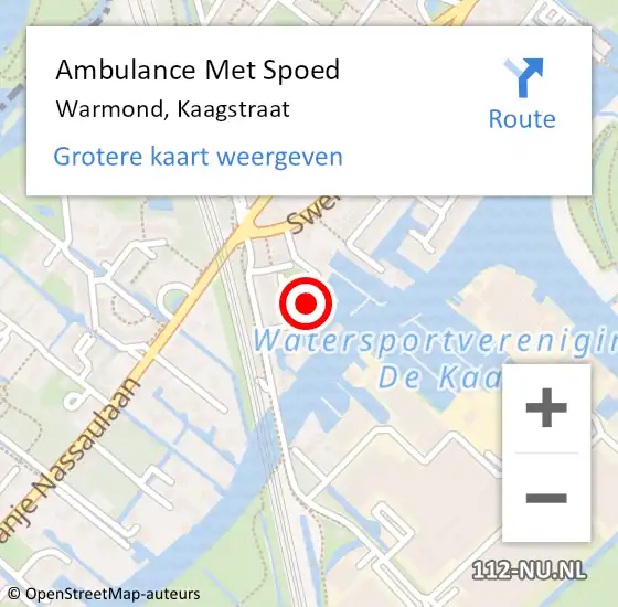 Locatie op kaart van de 112 melding: Ambulance Met Spoed Naar Warmond, Kaagstraat op 6 mei 2017 16:41