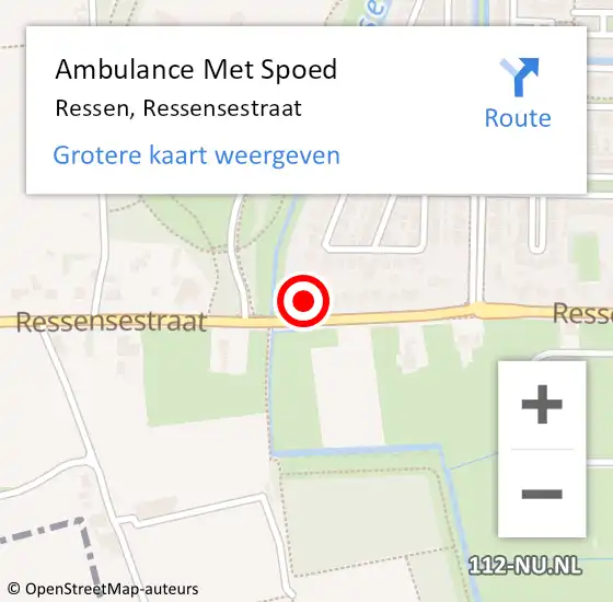 Locatie op kaart van de 112 melding: Ambulance Met Spoed Naar Ressen, Ressensestraat op 6 mei 2017 16:42