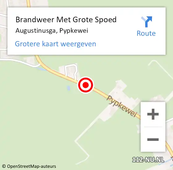 Locatie op kaart van de 112 melding: Brandweer Met Grote Spoed Naar Augustinusga, Pypkewei op 6 mei 2017 17:04