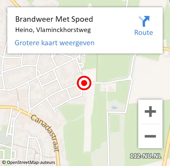 Locatie op kaart van de 112 melding: Brandweer Met Spoed Naar Heino, Vlaminckhorstweg op 6 mei 2017 17:05