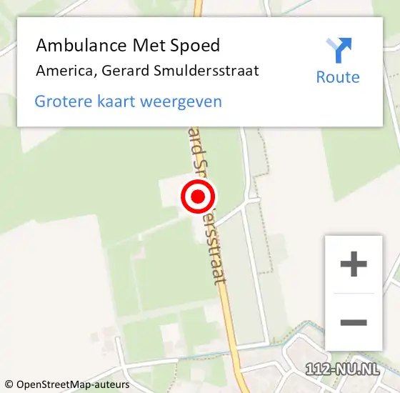 Locatie op kaart van de 112 melding: Ambulance Met Spoed Naar America, Gerard Smuldersstraat op 6 mei 2017 17:25