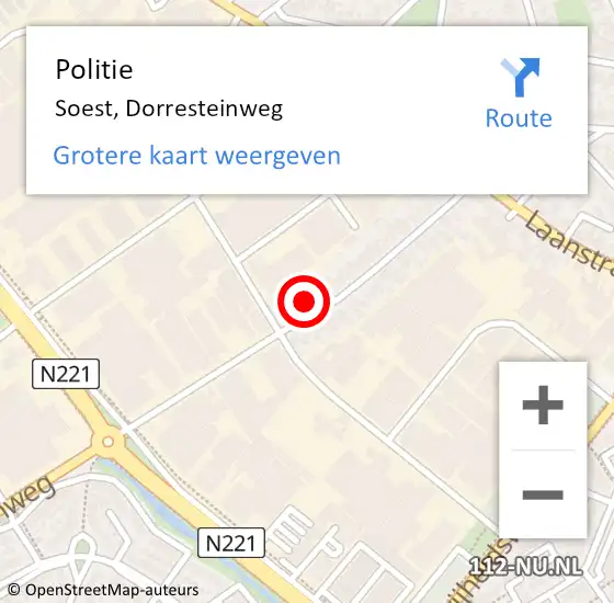 Locatie op kaart van de 112 melding: Politie Soest, Dorresteinweg op 6 mei 2017 17:37