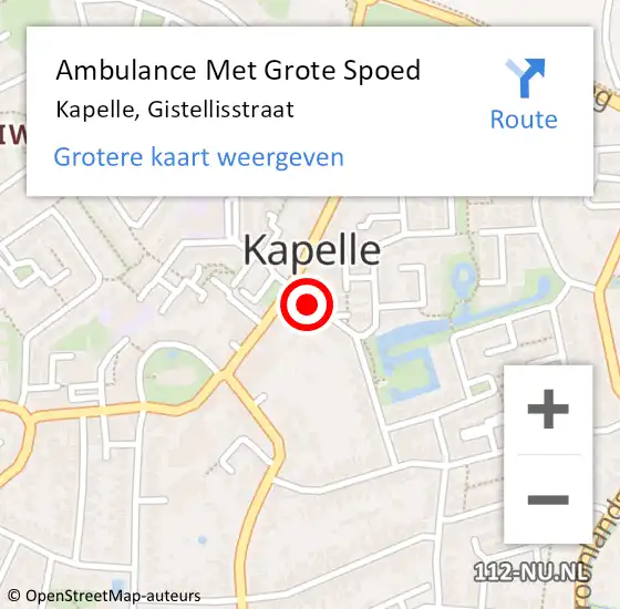 Locatie op kaart van de 112 melding: Ambulance Met Grote Spoed Naar Kapelle, Gistellisstraat op 6 mei 2017 17:52