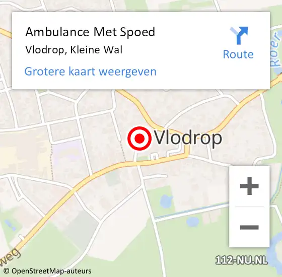 Locatie op kaart van de 112 melding: Ambulance Met Spoed Naar Vlodrop, Kleine Wal op 6 mei 2017 18:02