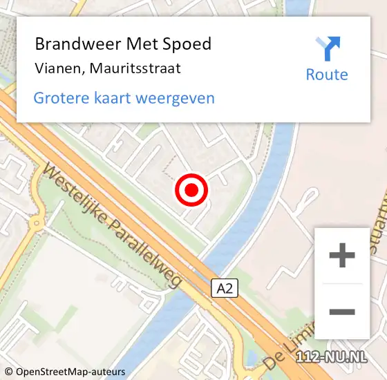 Locatie op kaart van de 112 melding: Brandweer Met Spoed Naar Vianen, Mauritsstraat op 6 mei 2017 18:42