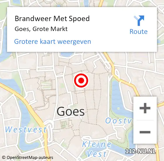 Locatie op kaart van de 112 melding: Brandweer Met Spoed Naar Goes, Grote Markt op 6 mei 2017 19:08