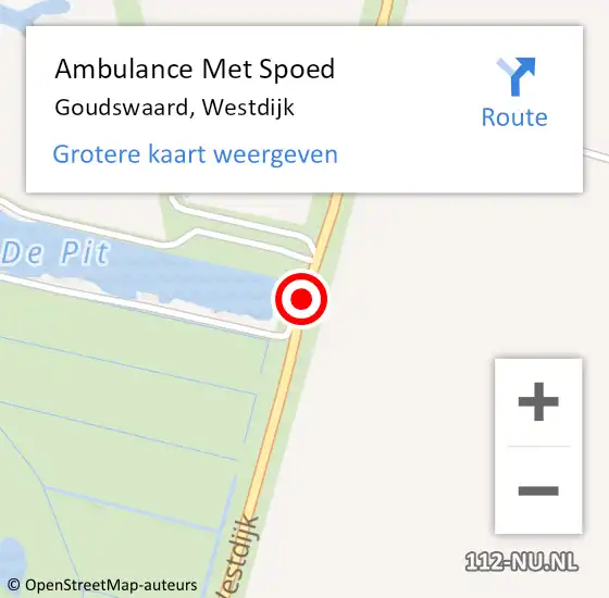 Locatie op kaart van de 112 melding: Ambulance Met Spoed Naar Goudswaard, Westdijk op 6 mei 2017 19:40