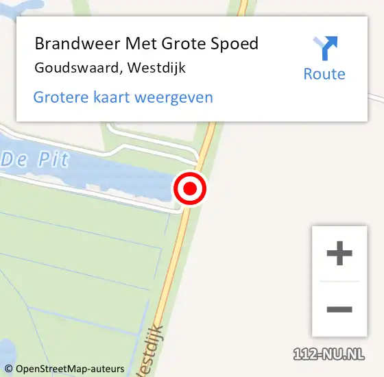 Locatie op kaart van de 112 melding: Brandweer Met Grote Spoed Naar Goudswaard, Westdijk op 6 mei 2017 19:43