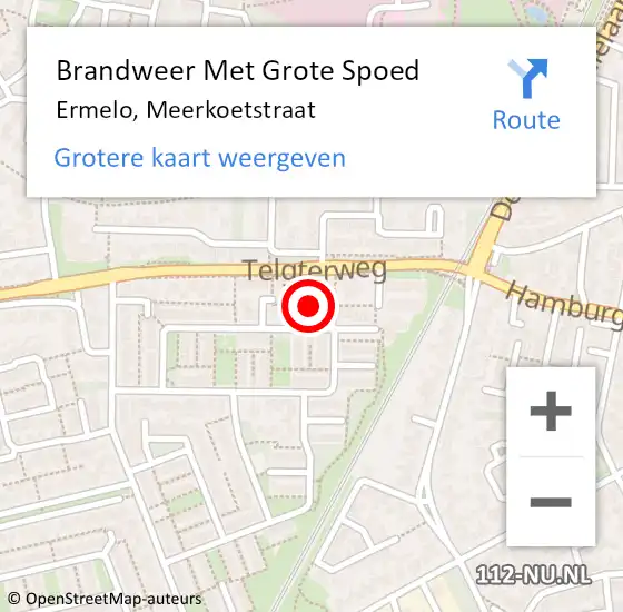 Locatie op kaart van de 112 melding: Brandweer Met Grote Spoed Naar Ermelo, Meerkoetstraat op 6 mei 2017 20:16