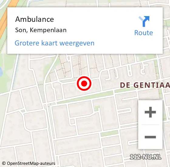 Locatie op kaart van de 112 melding: Ambulance Son, Kempenlaan op 6 mei 2017 20:54