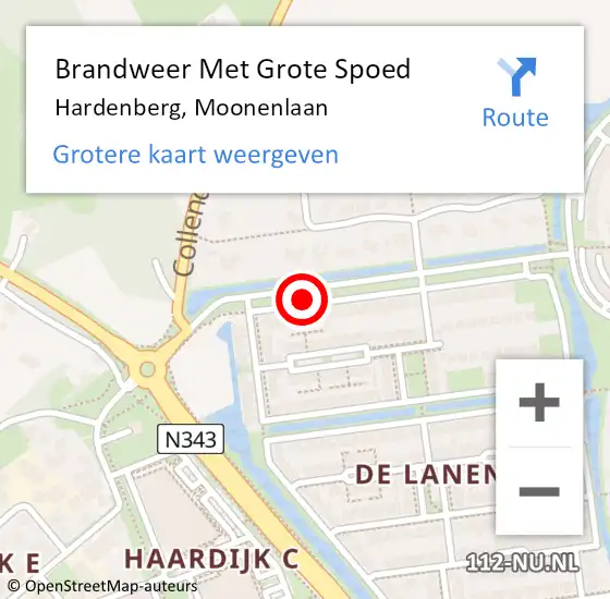 Locatie op kaart van de 112 melding: Brandweer Met Grote Spoed Naar Hardenberg, Moonenlaan op 6 mei 2017 20:54