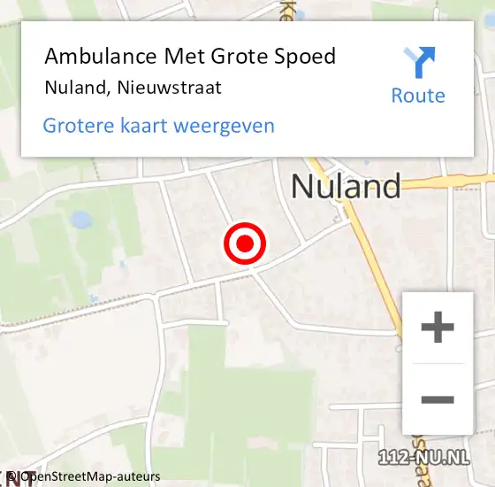 Locatie op kaart van de 112 melding: Ambulance Met Grote Spoed Naar Nuland, Nieuwstraat op 19 januari 2014 16:35