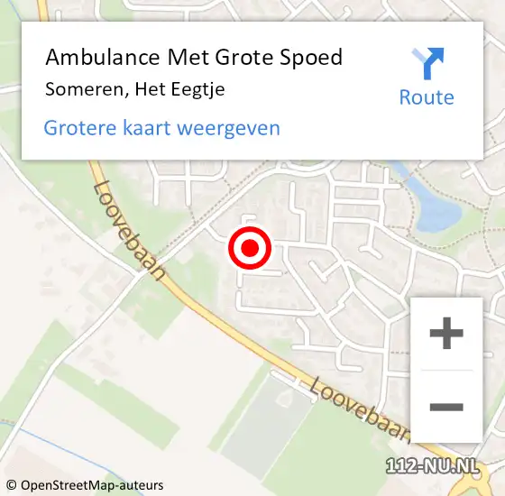 Locatie op kaart van de 112 melding: Ambulance Met Grote Spoed Naar Someren, Het Eegtje op 6 mei 2017 21:01