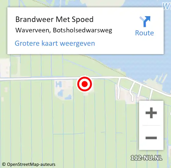 Locatie op kaart van de 112 melding: Brandweer Met Spoed Naar Waverveen, Botsholsedwarsweg op 6 mei 2017 21:31