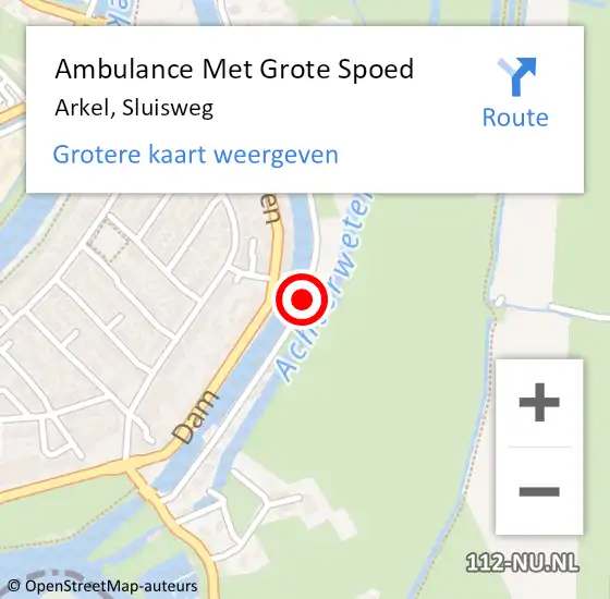 Locatie op kaart van de 112 melding: Ambulance Met Grote Spoed Naar Arkel, Sluisweg op 6 mei 2017 22:08