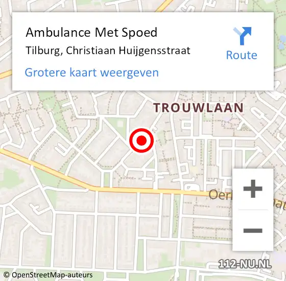 Locatie op kaart van de 112 melding: Ambulance Met Spoed Naar Tilburg, Christiaan Huijgensstraat op 6 mei 2017 22:36