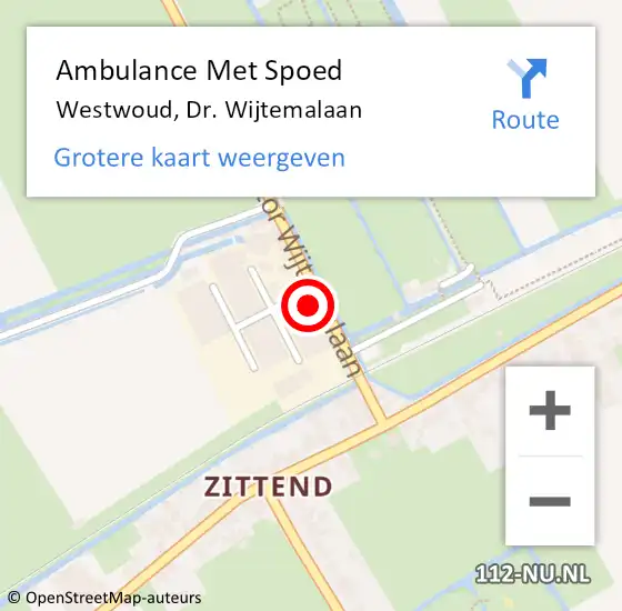 Locatie op kaart van de 112 melding: Ambulance Met Spoed Naar Westwoud, Dr. Wijtemalaan op 6 mei 2017 22:48