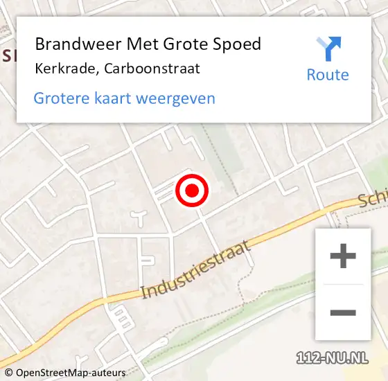 Locatie op kaart van de 112 melding: Brandweer Met Grote Spoed Naar Kerkrade, Carboonstraat op 6 mei 2017 22:55