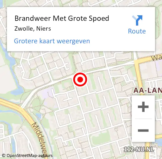 Locatie op kaart van de 112 melding: Brandweer Met Grote Spoed Naar Zwolle, Niers op 6 mei 2017 23:46