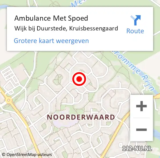 Locatie op kaart van de 112 melding: Ambulance Met Spoed Naar Wijk bij Duurstede, Kruisbessengaard op 6 mei 2017 23:47