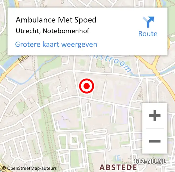 Locatie op kaart van de 112 melding: Ambulance Met Spoed Naar Utrecht, Notebomenhof op 19 januari 2014 16:48