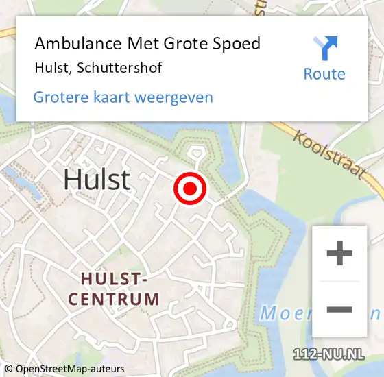 Locatie op kaart van de 112 melding: Ambulance Met Grote Spoed Naar Hulst, Schuttershof op 7 mei 2017 00:15