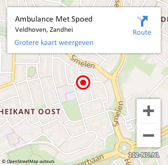 Locatie op kaart van de 112 melding: Ambulance Met Spoed Naar Veldhoven, Zandhei op 7 mei 2017 00:22