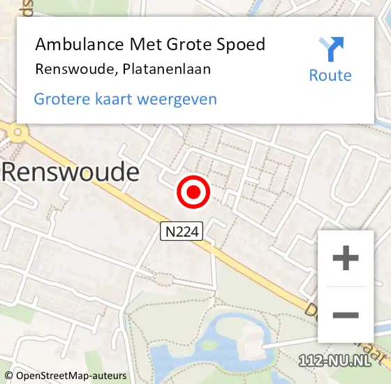 Locatie op kaart van de 112 melding: Ambulance Met Grote Spoed Naar Renswoude, Platanenlaan op 7 mei 2017 00:40